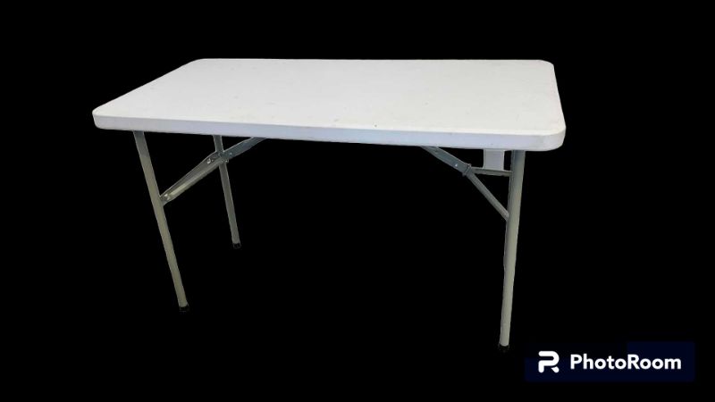 Photo 1 of METAL BASE W PLASTIC TOP FOLDING TABLE 48” X 24” H29”