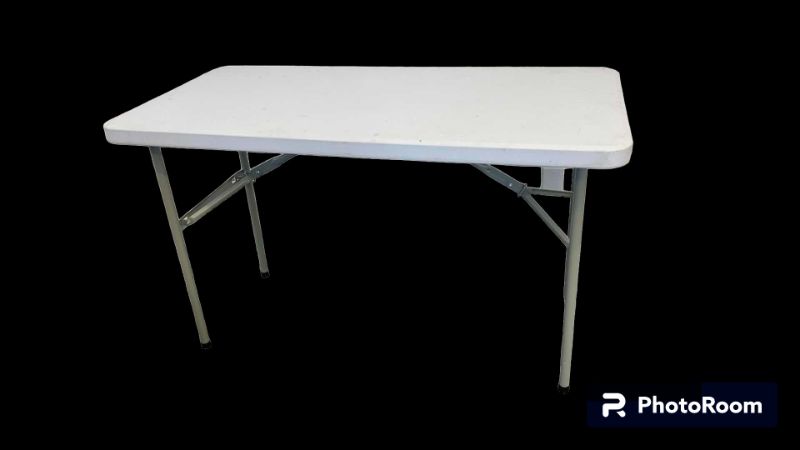 Photo 1 of METAL BASE W PLASTIC TOP FOLDING TABLE 48” X 24” H29” (COLORS MAY VARY)