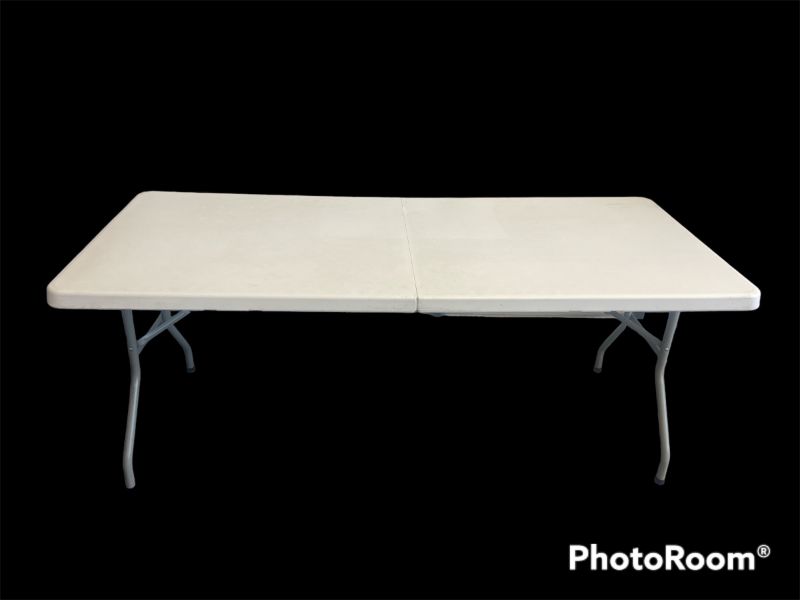 Photo 1 of METAL BASE W PLASTIC TOP LARGE FOLDING TABLE W HANDLE 72” X 30” H29”