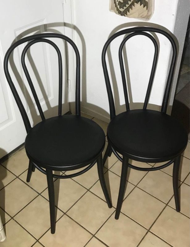 Photo 2 of BLACK METAL BISTRO DINING CHAIRS. $160