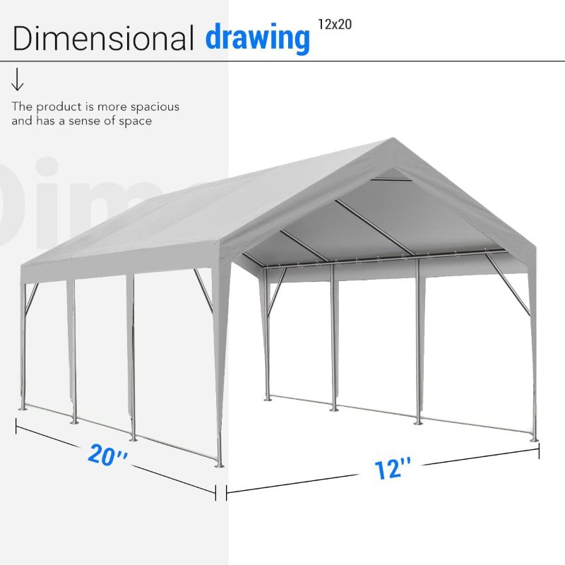 Photo 3 of PEAKTOP 12’ X 20’ HEAVY DUTY CARPORT CAR SHELTER (NEW)