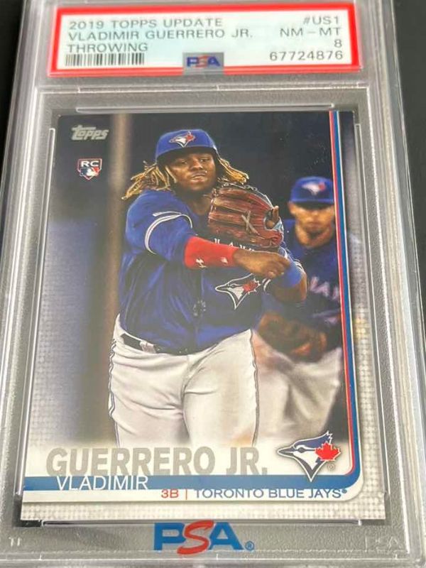 Photo 1 of 2019 VLADIMIR GUERRERO JR TOPPS ROOKIE CARD US1 RATED 8