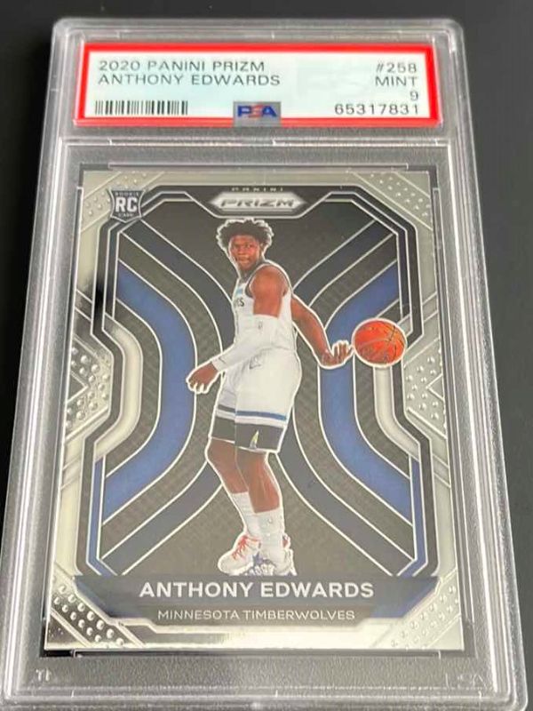 Photo 1 of 2020 ANTHONY EDWARDS PANINI SILVER PRIZM ROOKIE CARD 258 RATED 9