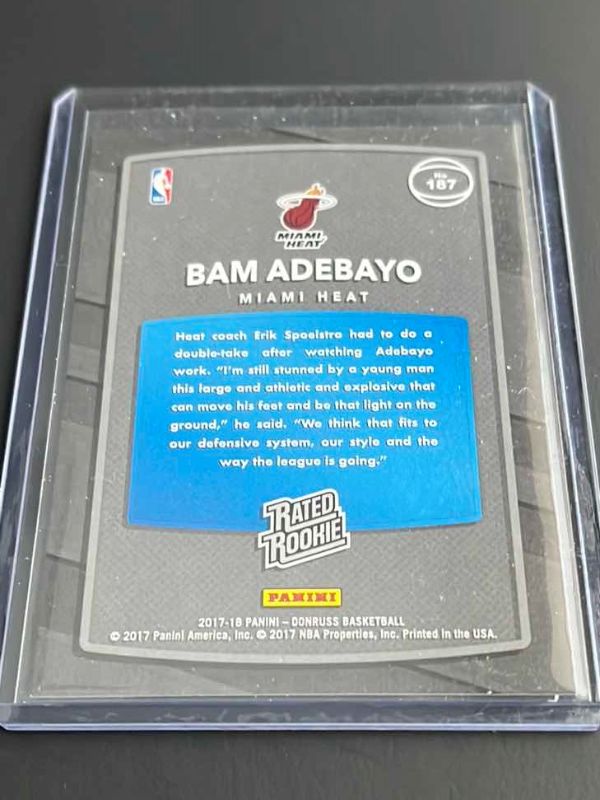 Photo 1 of 2017 BAM ADEBAYO PANINI RATED ROOKIE CARD 187