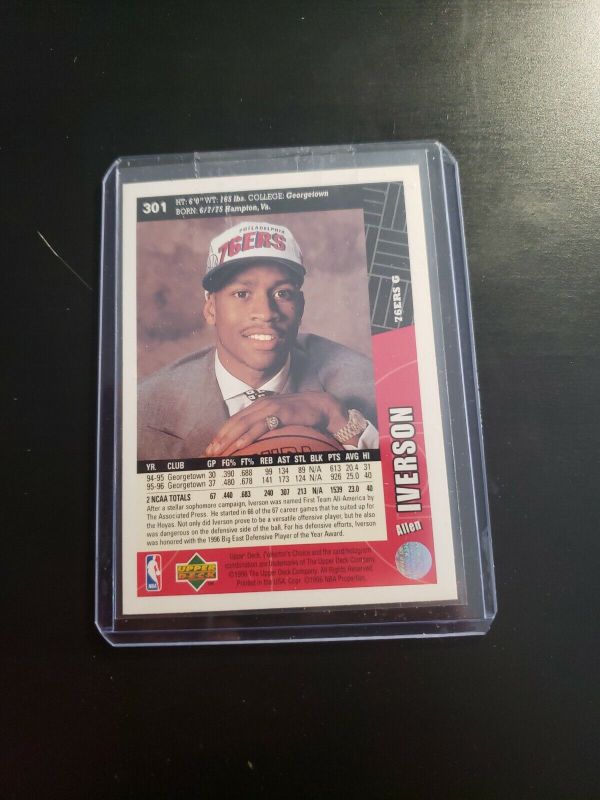 Photo 2 of 1996 ALLEN IVERSON UPPER DECK ROOKIE CARD