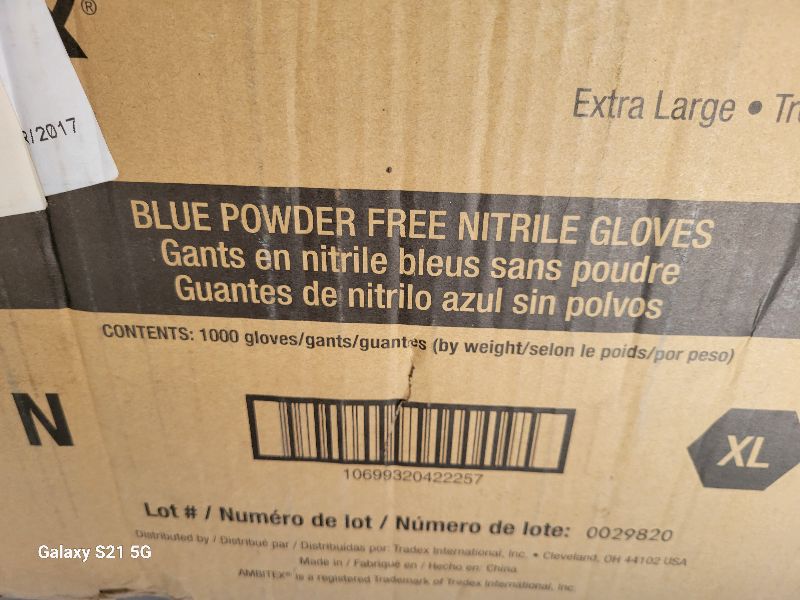 Photo 2 of CASE OF 1000 X-LARGE BLUE POWDER FREE NITRILE GLOVES NXL6201