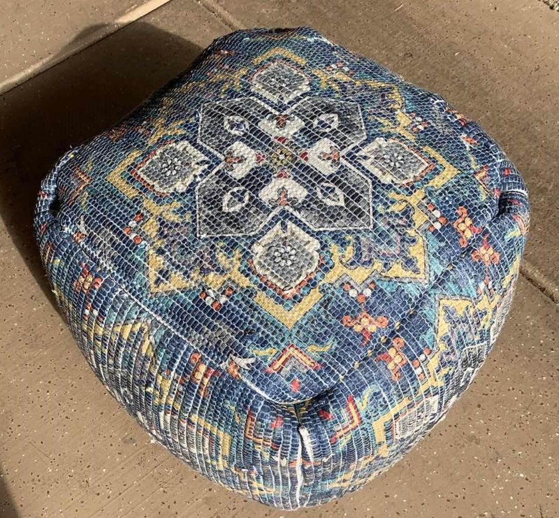 Photo 1 of ANJI MOUNTAIN WOVEN AND DIGITALLY PRINTED POUF FOOT STOOL18" X 18" WITH TAGS