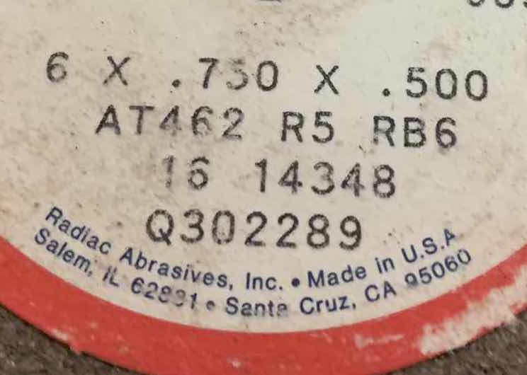Photo 1 of 4 RADIAC ABRASIVES GRINDING WHEEL
