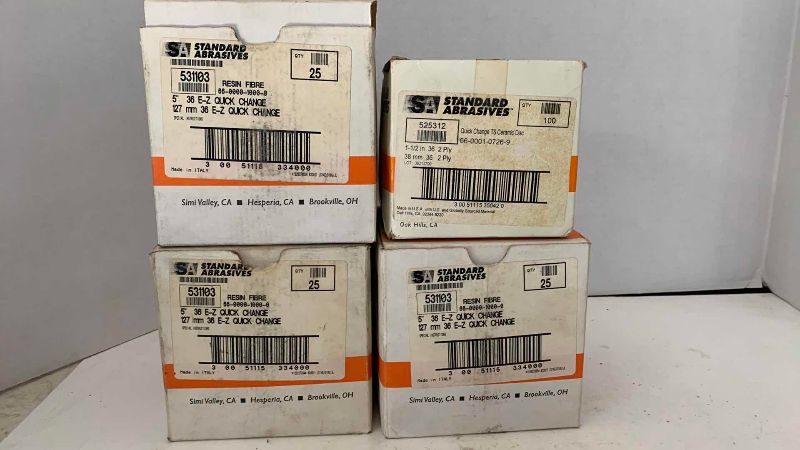Photo 1 of 4 BOXES OF STANDARD ABRASIVE QUICK CHANGE CERAMIC DISCS DIFFERENT SIZES