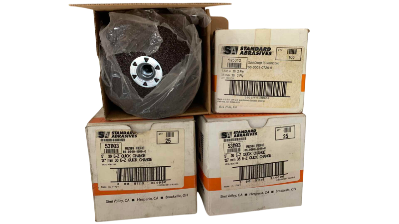 Photo 1 of 4 BOXES OF STANDARD ABRASIVE QUICK CHANGE CERAMIC DISCS DIFFERENT SIZES