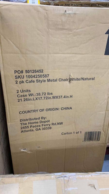 Photo 1 of 2 CAFE STYLE METAL CHAIR WHITE/NATURAL