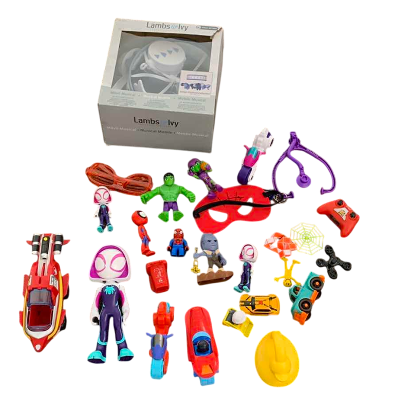 Photo 1 of MARVEL SPIDERMAN KIDS TOYS AND A MUSICAL MOBILE