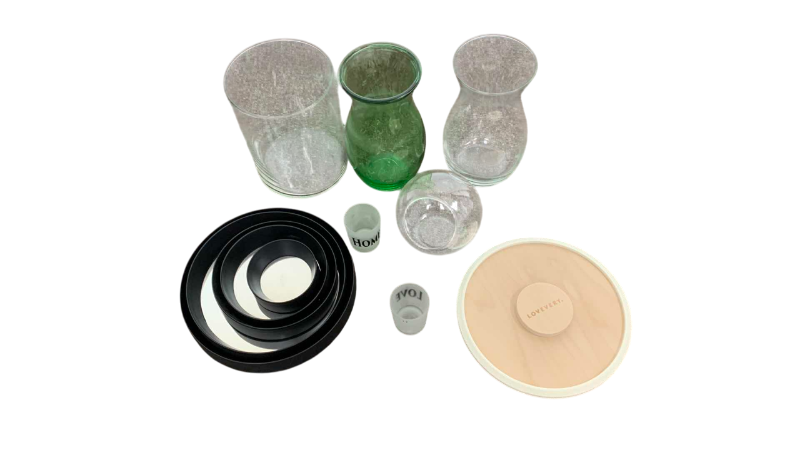 Photo 1 of GLASS VASES AND MIRRORED COASTER PLATES