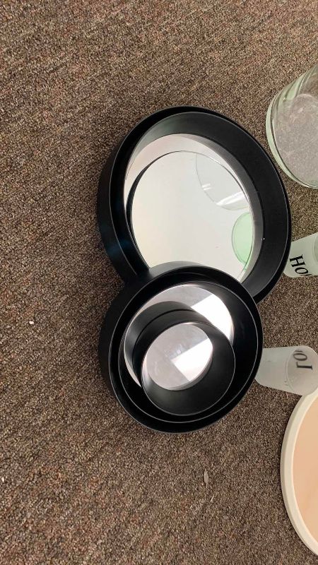 Photo 1 of GLASS VASES AND MIRRORED COASTER PLATES