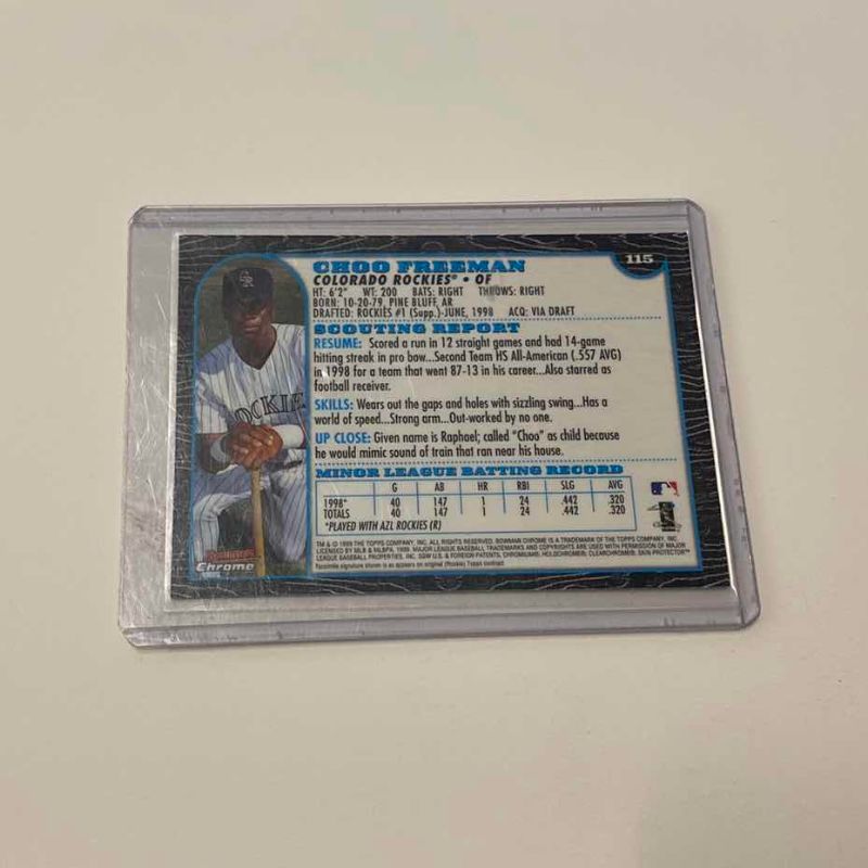 Photo 1 of 1999 BOWMAN CHROME CHOO FREEMAN ROOKIE 115 MLB BASEBALL CARD