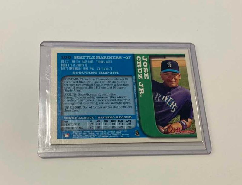 Photo 1 of 1997 BOWMAN JOSE CRUZ JR. MLB BASEBALL ROOKIE CARD 100