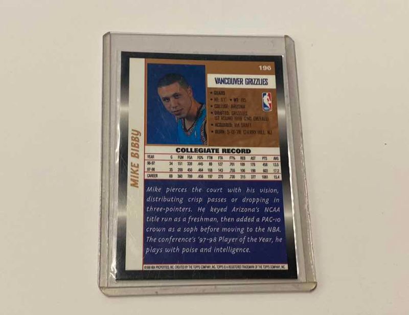 Photo 1 of 1999 TOPPS NBA BASKETBALL ROOKIE CARD MIKE BIBBY 196