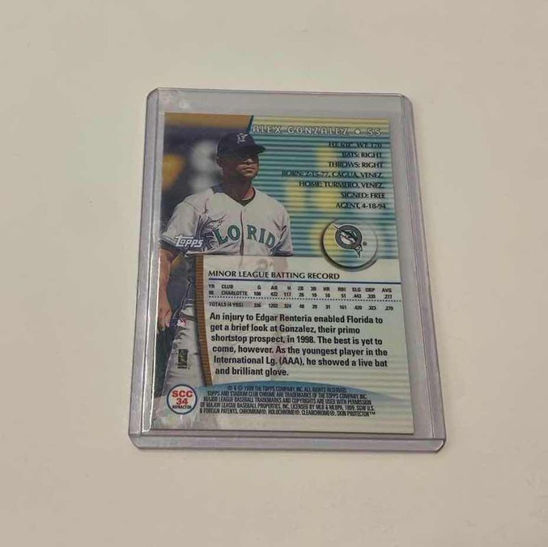 Photo 1 of 1999 TOPPS CHROME MLB BASEBALL CARD ALEX GONZALES 34
