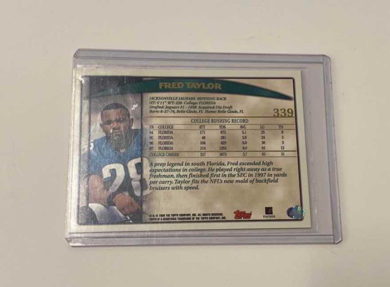 Photo 1 of 1998 TOPPS NFL FOOTBALL ROOKIE CARD FRED TAYLOR 339