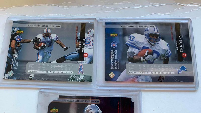 Photo 1 of 3 1998 UPPER DECK UD3 NFL FOOTBALL CARDS TROY AIKMAN NUMBERED, BARRY SANDERS AND EDDIE GEORGE