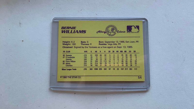 Photo 1 of 1990 STAR BERNIE WILLAMS ROOKIE CARD MLB BASEBALL 1990