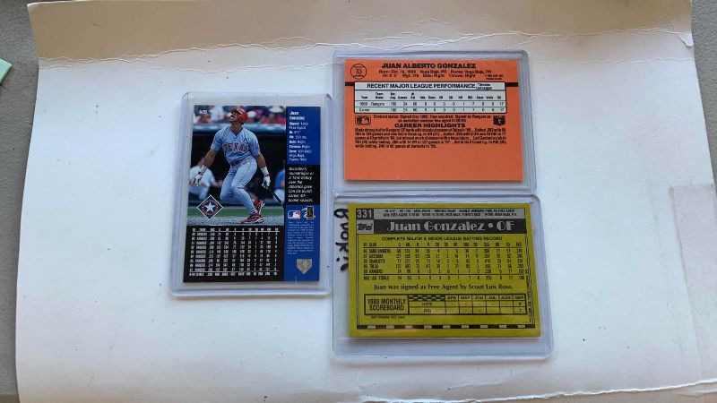 Photo 1 of 2 JUAN GONZALEZ ROOKIE CARDS AND ANOTHER CARD