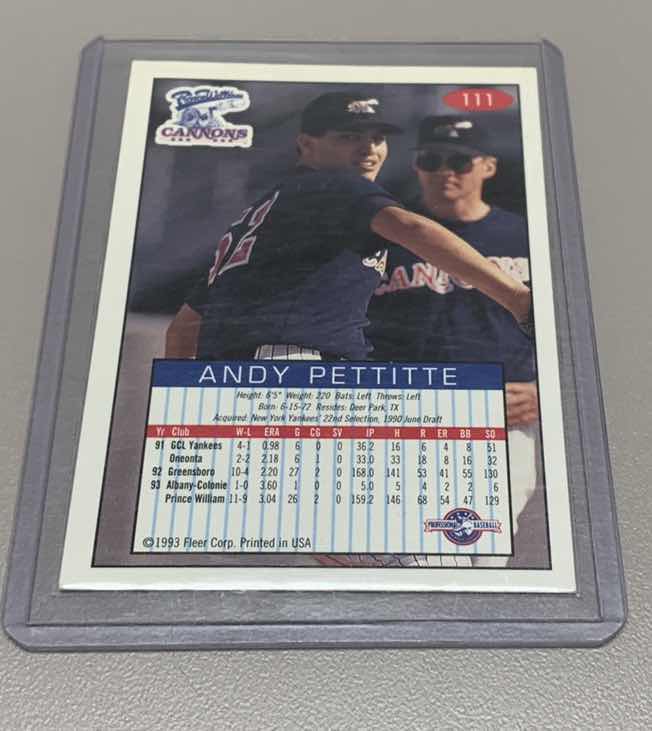 Photo 1 of 1993 ANDY PETTITTE FLEER ROOKIE MLB BASEBALL CARD