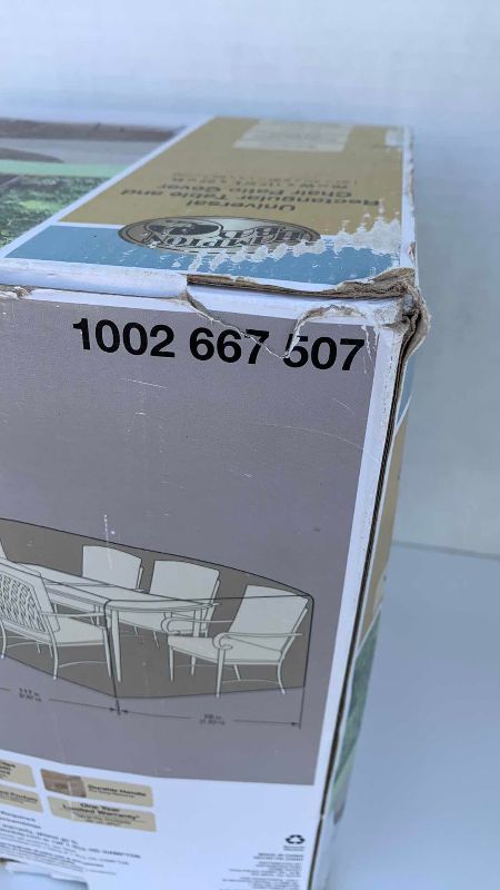 Photo 3 of HAMPTON BAY UNIVERSAL RECTANGULAR TABLE AND CHAIR PATIO COVER 76” X 117” 27” 1002 667 507