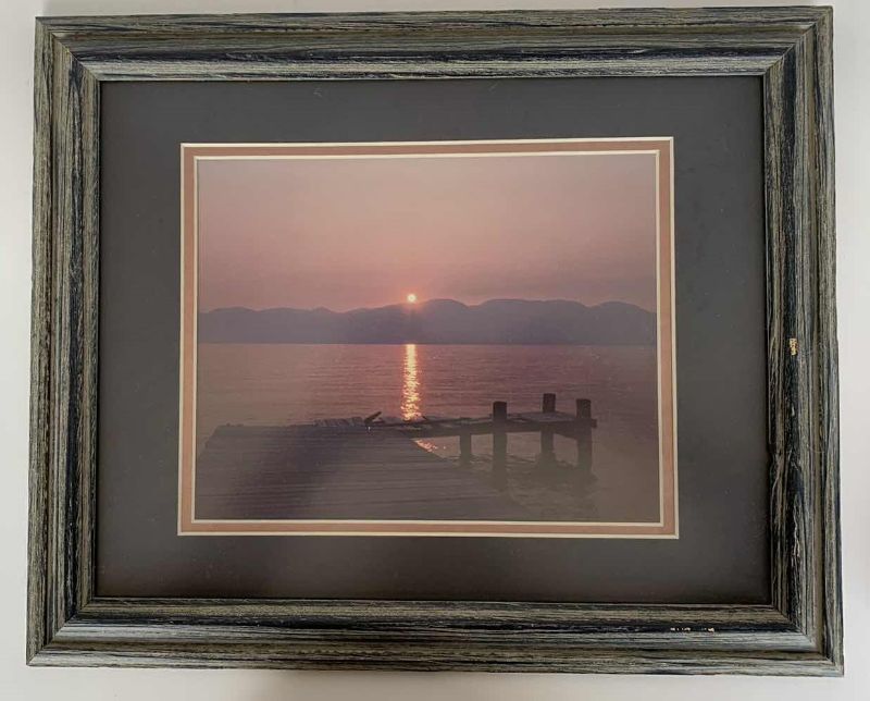 Photo 1 of  PIER ON LAKE AT SUNSET, 16 1/2”x 13 1/2”