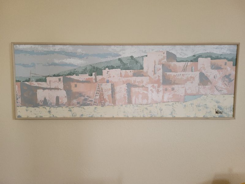 Photo 1 of LEE REYNOLDS ADOBE PUEBLO ACRYLIC ON CANVAS 25” X 72”