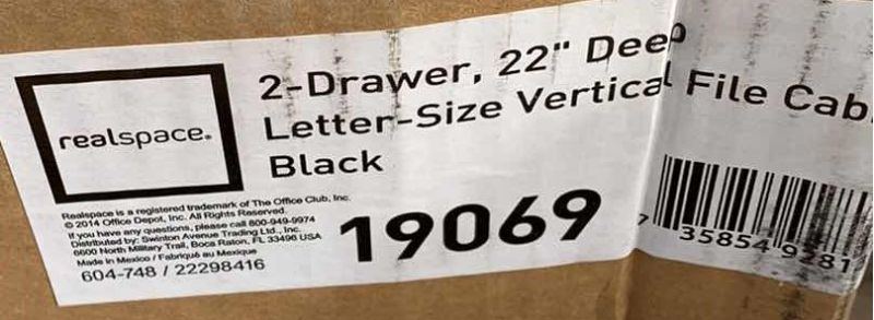 Photo 1 of WORKPRO TWO DRAWER VERTICAL FILE CABINET BLACK COLOR MODEL 19069 15" X 22" H 29"
