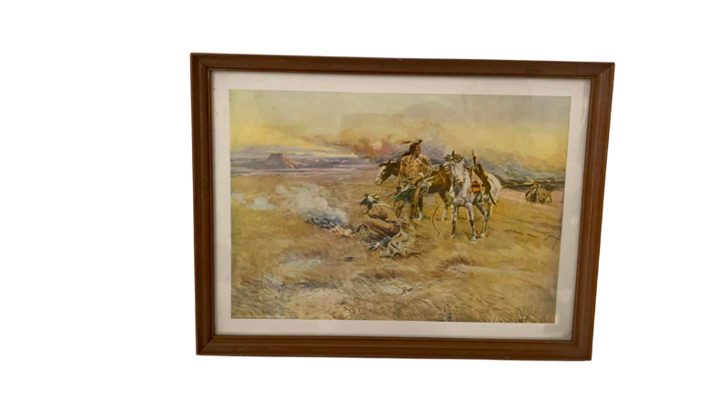 Photo 1 of FINE ARTWORK “THE BROKEN ROPE” PRINT BY CHARLES M. RUSSELL 14” X 11”