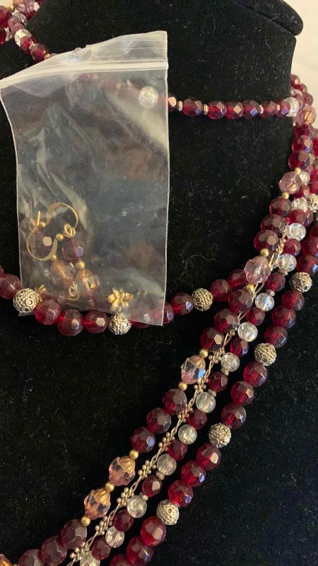 Photo 1 of FASHION JEWELRY 3-NECKLACES AND 1 PAIR OF EARRINGS