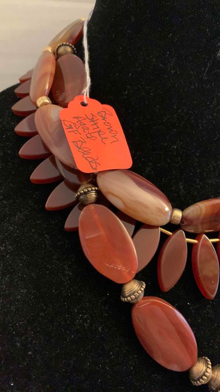 Photo 1 of FASHION JEWELRY 3-NECKLACES BROWN STRIPED AGATE