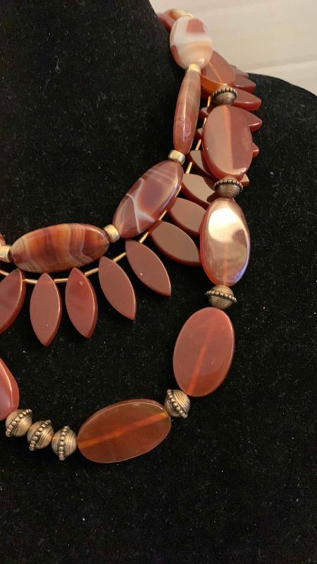 Photo 1 of FASHION JEWELRY 3-NECKLACES BROWN STRIPED AGATE