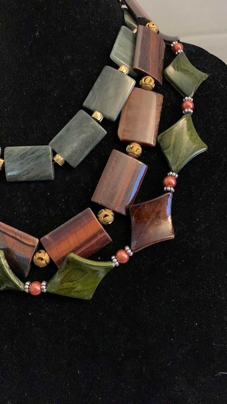Photo 1 of FASHION JEWELRY 3-NECKLACES RED TIGER EYE