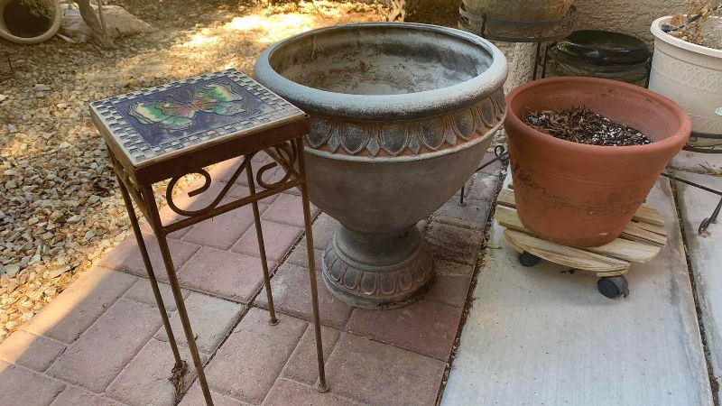 Photo 1 of METAL PLANT STANDS AND POTS
