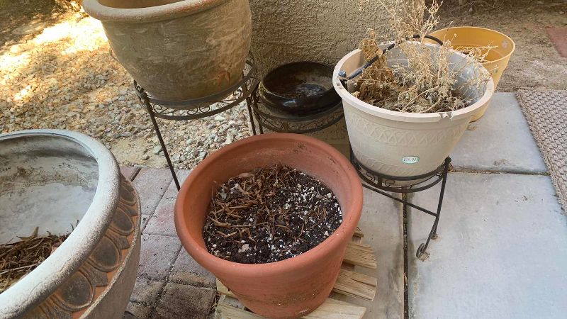 Photo 1 of METAL PLANT STANDS AND POTS