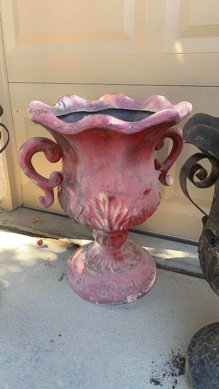 Photo 1 of 3-RESIN GREEK STYLE PLANTERS 22” TALL