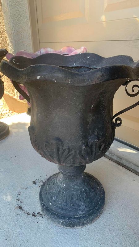 Photo 1 of 3-RESIN GREEK STYLE PLANTERS 22” TALL