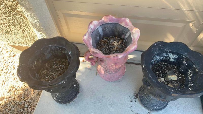 Photo 1 of 3-RESIN GREEK STYLE PLANTERS 22” TALL