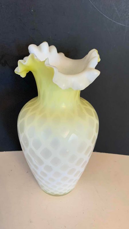 Photo 1 of ANTIQUE 19TH CENTURY C. WEBB SATIN GLASS DIAMOND QUILTED 9.25"