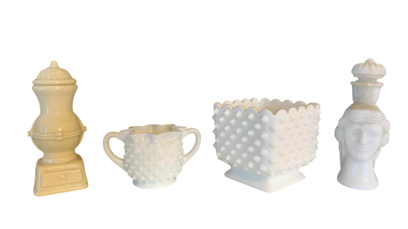 Photo 1 of VINTAGE MILK GLASS AND AVON CONTAINERS