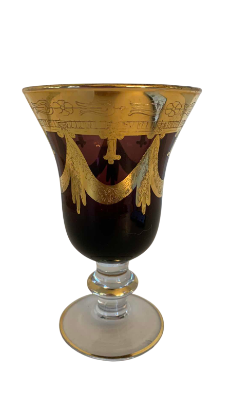 Photo 1 of  ARTE ITALICA MEDICI-RUBY CRYSTAL & 24K GOLD ACCENT WINE GLASS