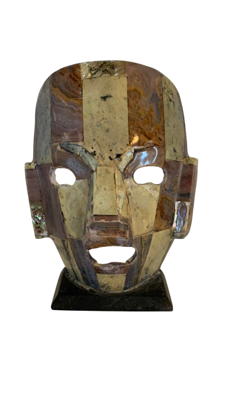 Photo 1 of VINTAGE AZTEC SEMI-PRECIOUS STONE BURIAL MASK 7”