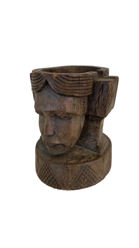 Photo 1 of VINTAGE WOOD HAND CARVED FACE INCENSE BURNER/ASH TRAY 4”