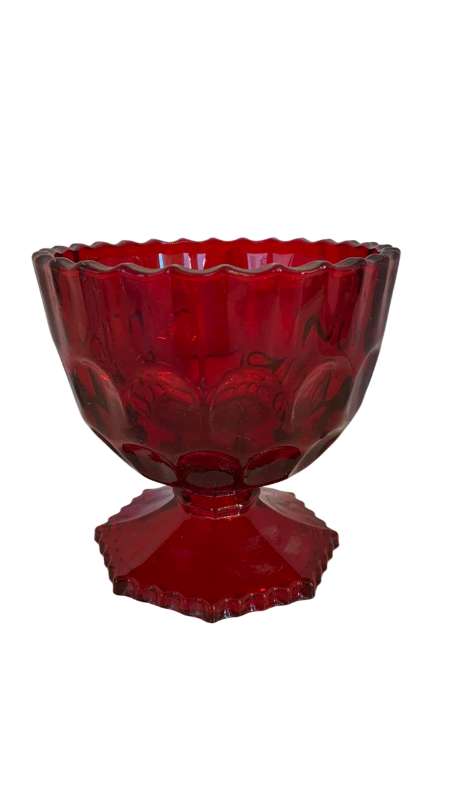 Photo 1 of VINTAGE RUBY RED GLASS CANDY DISH 5.5”