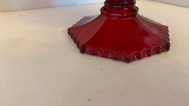 Photo 1 of VINTAGE RUBY RED GLASS CANDY DISH 5.5”