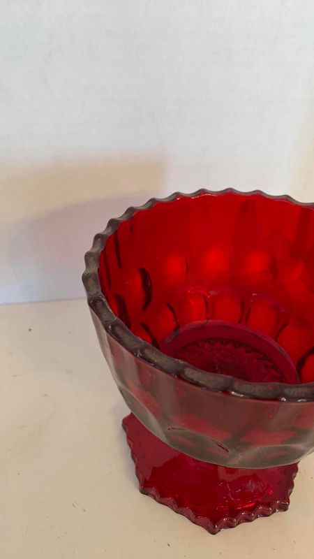 Photo 1 of VINTAGE RUBY RED GLASS CANDY DISH 5.5”