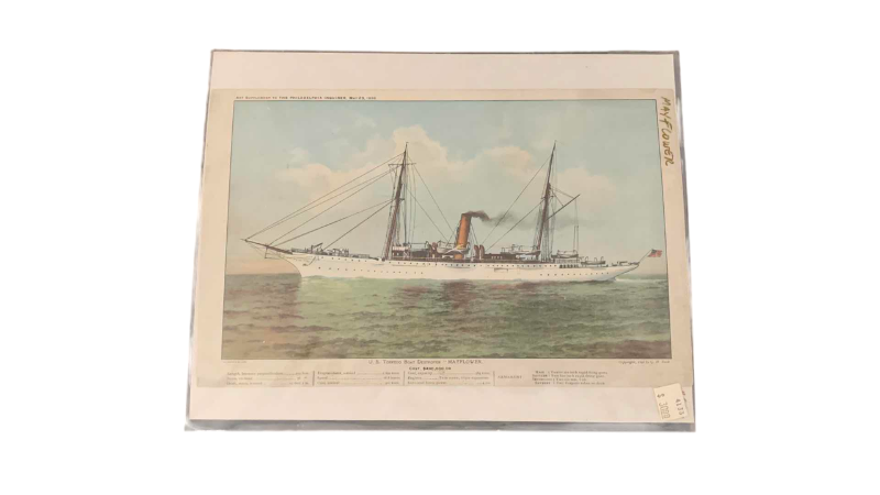 Photo 1 of ANTIQUE ORIGINAL PRINT 1800’S “THE MAYFLOWER”